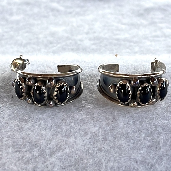 Onyx & Sterling Earrings - Picture 2 of 7